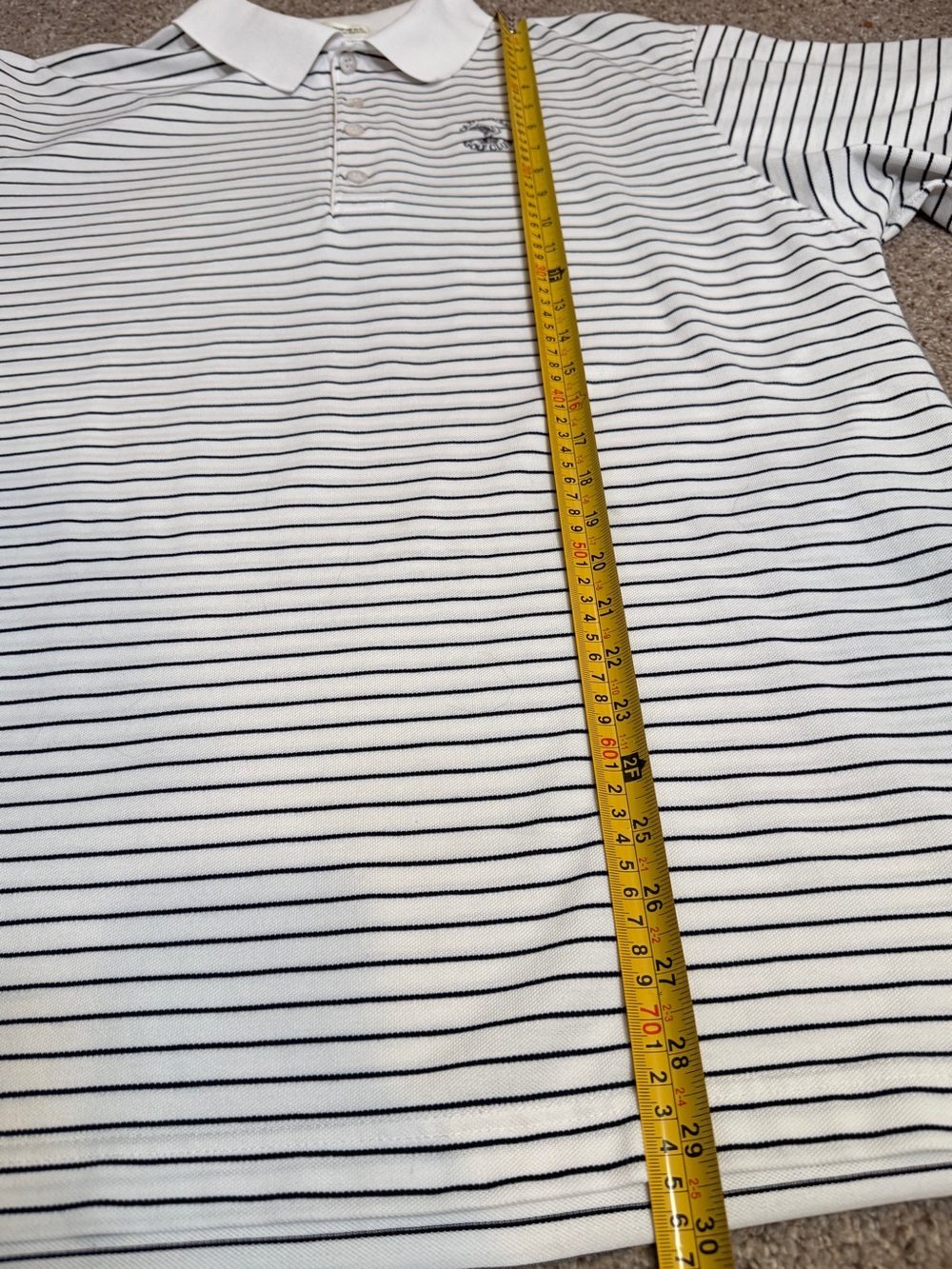 Vintage Old Marsh Golf Club Polo Shirt White Black Stripe Robert Bryan Size L - Picture 14 of 15